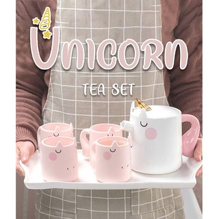 🦄UNICORN set tea . เซ็ทกาน้ำชาและแก้วชาเซรามิค 3 มิติ