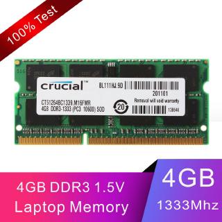 ชิ้นส่วน Crucial 4GB 2RX8 PC3-10600S DDR3 1333Mhz หน่วยความจำแล็ปท็อป RAM SODIMM แรม โน้ตบุ๊ก