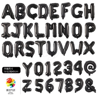 ลูกโป่งฟิล์มอลูมิเนียม ลายตัวอักษร สีดํา (A-Z)(0-9) ขนาด 16 นิ้ว สําหรับตกแต่งงานแต่งงาน วันเกิดเด็ก