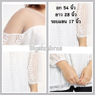เสื้อสีขาว ระบาย อก 54 นิ้ว แขนยาว ผ้าโปร่งสบาย