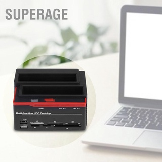 Superage Dual-Bay การ์ดรีดเดอร์ 2.5 นิ้ว / 3.5 นิ้ว Sata &amp; Ide Hdd Usb2.0 Hub ปลั๊ก Us