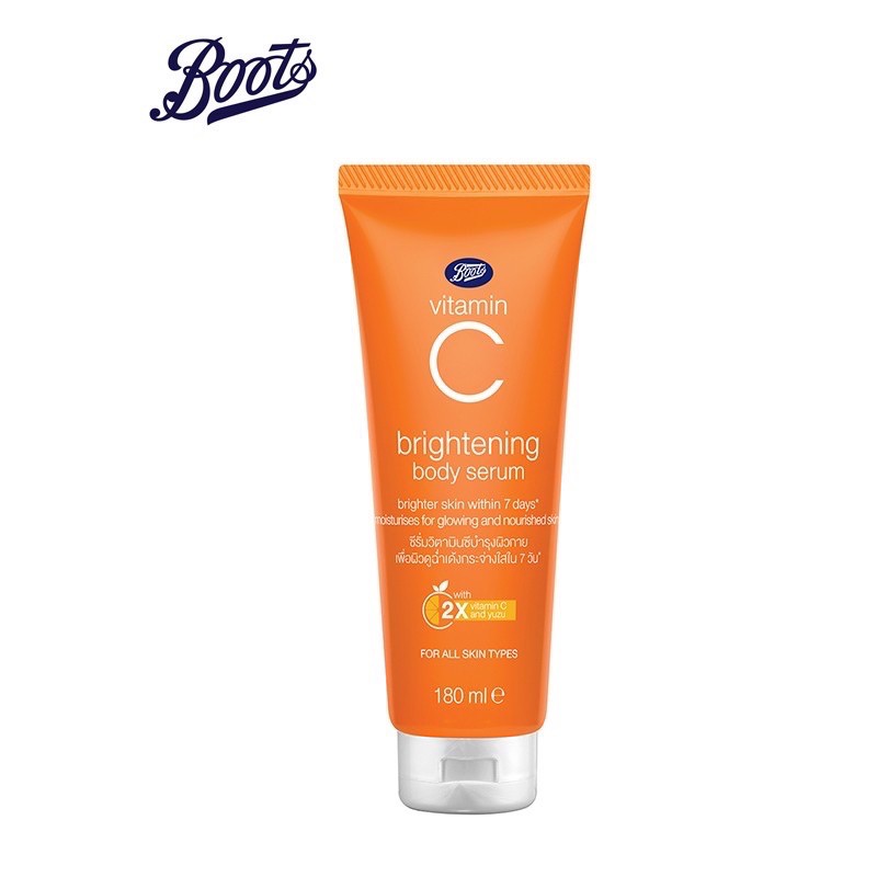 พร้อมส่ง BOOTS VITAMIN C บู๊ทส์ วิตามิน ซี ไบร์ทเทนนิ่ง บอดี้ เซรั่ม 180 มล