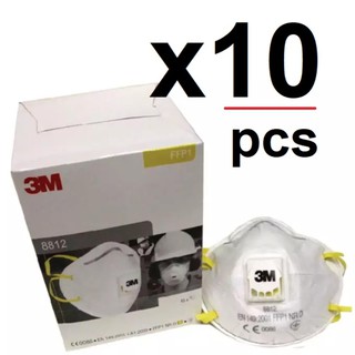 3M 8812 10ชิ้น หน้ากากป้องกันฝุ่นละออง พร้อมวาล์วระบายอากาศ Disposable-Fine Dust Valve