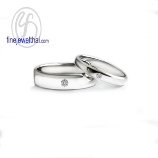 Finejewelthai-แหวนคู่-แหวนเพชร-เพชรแท้-แหวนหมั้น-แหวนแต่งงาน-Diamond-Silver-Couple-Ring-RC1413_14di