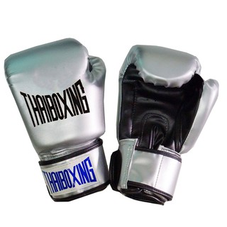 THAIBOXING นวมหนังเทียม  สีเงิน