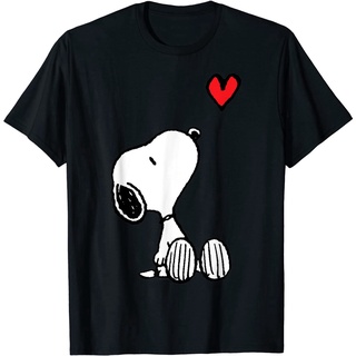 【🔥🔥】100%cotton เสื้อยืดคอวีผู้ชาย Peanuts Heart Sitting Snoopy T-Shirt men เสื้อ ยืด ผู้ชาย คอกลม โอเวอร์ ไซส์