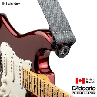 DAddario® Auto Lock Skater Strap สายสะพายกีตาร์ แบบผ้าฝ้าย ระบบล็อคหัวหมุดอัตโนมัติ กว้าง 2 นิ้ว // Made in Canada