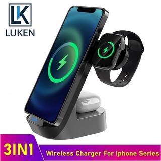 Luken 3IN1 ที่ชาร์จไร้สาย 15W Qi ชาร์จเร็ว สําหรับ App Watch Airp Pro Ip XS 11 12 Pro Max