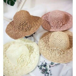 🚚สินค้าพร้อมส่ง🚚หมวกสานลายดอกไม้