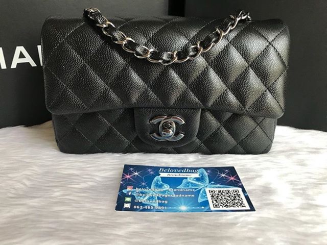 Chanel Classic Mini 8” Black Caviar So Black Holo25