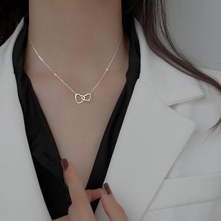 สร้อยคอ Fashion Heart To Heart Pendant Necklace Korea Love Clavicle Chain Necklaces for Women Lady Jewelry Girlfriend Gift