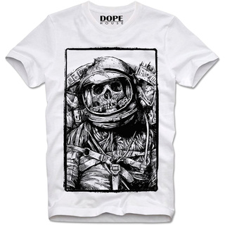 เสื้อยืด พิมพ์ลายหัวกะโหลกนักบินอวกาศ DOPEHOUSE สไตล์ฮิปสเตอร์