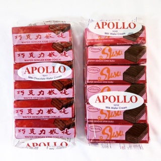 Apollo wafer chocolate/milk creamช็อกแดงเวเฟอร์เคลือบช็อกโกแลต 48 ชิ้น🍶🍫(Halal)