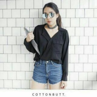 เสื้อแขนยาวคอปก หน้าสั้นหลังยาว cottonbutt