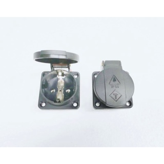 ปลั๊ก 2สาย 2ขา เต้าเสียบปลั๊กไฟ ปลั๊กผนังเดี่ยว เต้ารับฝัง 2P+E 16A 220VAC