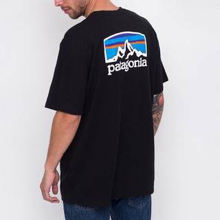 [S-5XL]เสื้อยืดแขนสั้น ผ้าฝ้ายแท้ พิมพ์ลาย Patagonia สําหรับผู้ชาย