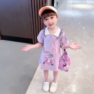 kissbaby💗พร้อมส่ง💗ฤดูร้อนปี 2022  สไตล์ต่างประเทศเสื้อยืดคอปกโปโลเด็กกระโปรงเด็กหวานและน่ารักชุดเด็กสบายชุดเจ้าหญิง