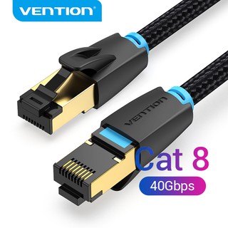 ราคาVention Cat8 สายแลน RJ45 40Gbps 2000MHz สายเคเบิลอีเธอร์เน็ตไนลอนถัก สายแพทช์ SFTP สำหรับ PS4 เราเตอร์คอมพิวเตอร์ IKG