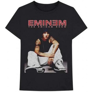 เสื้อยืดผ้าฝ้ายพรีเมี่ยมbravado eminem นั่งแสดงเสื้อยืดปกอัลบั้มวงดนตรีทัวร์ rapper ผู้ใหญ่ tee แขนสั้นกีฬา oversize ผู้