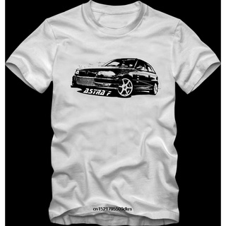 เสื้อคู่รัก - เสื้อยืดผ้าฝ้ายผู้ชายคลาสสิกสีขาว T- Opel Astra F Textildirektdruck พัดลมสไตล์ย้อนยุค