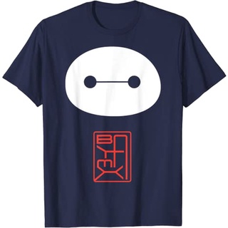 เสื้อยืดผ้าฝ้ายพรีเมี่ยม เสื้อยืด พิมพ์ลายโปสเตอร์ Disney Big Hero 6 Baymax Face Kanji