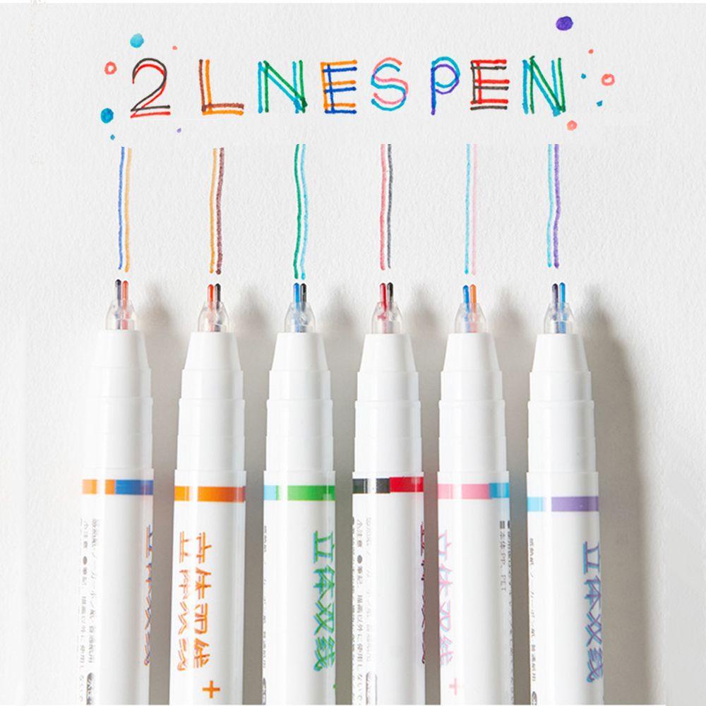 AARON1 6Pcs/Set Double Line Colored Pen Creativity Liner Art Markers ...