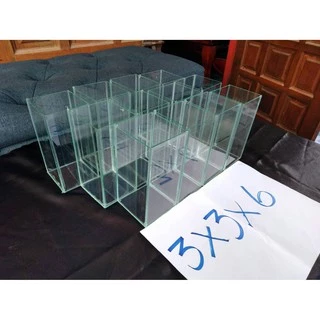 โหลปลากัด เหลี่ยมปลากัด 3×3×6 ชุด10ใบแถมกันแตก2ใบ รวม12ใบกระจกหนา 3 มม
