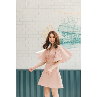 เดรสกระดุม Mini Dress02 สีชมพู M