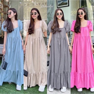 ! Doll Sleeve Dress  เดรสยาวทรงปล่อย คอเหลี่ยมแขนตุ๊กตา ระบายชาย เพิ่มดีเทลเชือกผูกด้านหลังช่วงไห