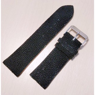 สายนาฬิกา 26 mm หนังปลากระเบนแท้ สีดำ  หัว stainless สีเงิน งาน handmade คุณภาพส่งออก *ส่งฟรี EMS* Stingray Strap ST2601