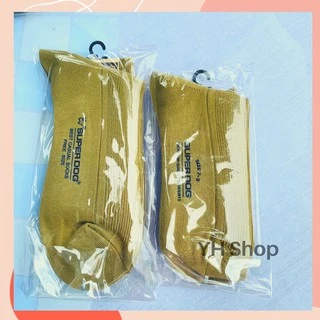 ถุงเท้าลูกเสือ สีกากี แบบไหมพรมหนา/บาง ยี่ห้อ Super dog ทอไหมพรมอย่างดี สีสันสดใส [พร้อมส่ง🎈]
