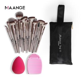 ชุดแปรงแต่หน้า MAANGE 4 In 1 แปรงแต่งหน้า สะอาด ฟองน้ำแต่งหน้า กระเป๋าเครื่องสำอาง