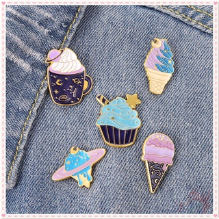 ★ Sweet Planet Ice Cream Brooches ★ 1Pc Cartoon Cupcake Doodle Enamel Pins Backpack Button Badge Brooch