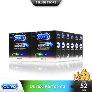 Durex Performa  ถุงยางอนามัย มีสารชะลอหลั่ง ขนาด 52.5 มม. บรรจุ 12 กล่อง (36 ชิ้น)