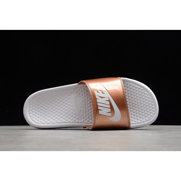 nike benassi white gold