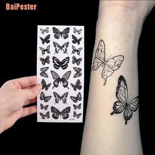 Baipester สติกเกอร์รอยสักชั่วคราว ลายผีเสื้อ 3D 1 แผ่น