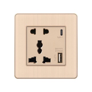 International universal type 86 British multi-function USB five-hole socket TYPE-C smart fast charging wall power supply