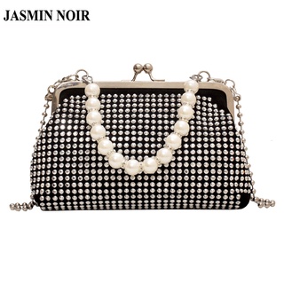 Jasmin NOIR กระเป๋าสะพายข้าง ประดับเพชร ไข่มุก สําหรับผู้หญิง