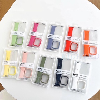 สายนาฬิกาข้อมือ และเคส สีพื้น สําหรับ Smart Watches Series 8 7 6 SE 5 4 3 2 1 ขนาด 41 มม. 45 มม. 44 มม. 42 มม. 40 มม. 38 มม.