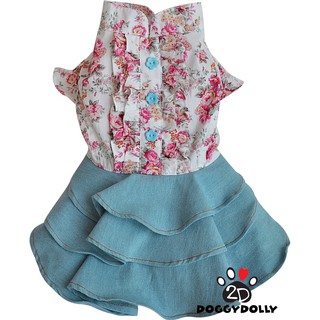 Pet cloths -Doggydolly  เสื้อผ้าแฟชั่น เสื้อผ้าสัตว์เลี้ยง เสื้อผ้าหมาแมว ชุดกระโปรง D496 ขนาดไซส์ 1-9 โล