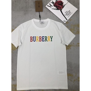 เสื้อยืดคอกลม แขนสั้น ผ้าฝ้าย พิมพ์ลายโลโก้ Burberry 2022 แฟชั่นฤดูใบไม้ผลิ