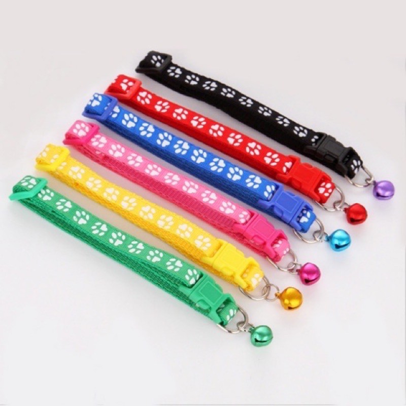 ปลอกคอสัตว์เลี้ยง ปลอกคอสุนัข ปลอกคอแมว มี9สี ลายเท้า - รูปที่ 2