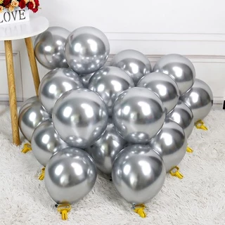 🔥ส่งด่วน🔥 ลูกโป่งโครเมี่ยม (แพ็ค 10 ใบ) ลูกโป่งเมทัลลิค ลูกโป่งสีโครม ลูกโป่งโลหะเงา ขนาด 12 นิ้ว