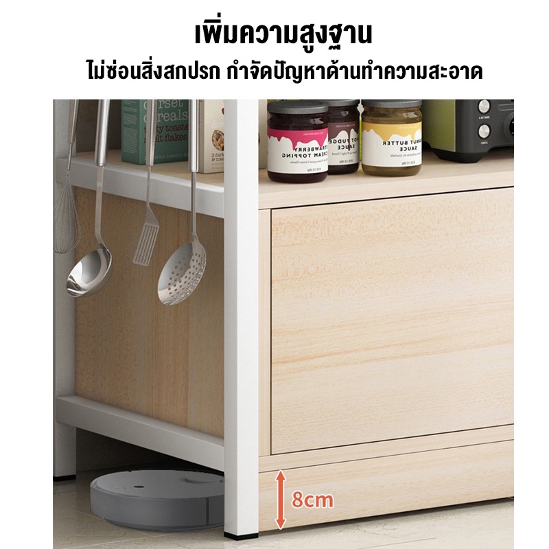 BV ตู้กับข้าว ชั้นวางของครัว หนาขึ้น เอนกประสงค์ ด้วยประตูตู้ กว้าง120ซม วางชาม/ขวดเครื่องปรุง/กระทะ/ของกระจุกกระจิกได้ - รูปที่ 3