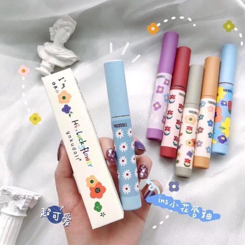 Q.35 ใหม่Hot สุดๆ (พร้อมส่ง/ของแท้) Yukudoll ลิปดอกไม้ ลิปจิ้มจุ่มแมตช์ ลิปกลอส น่ารักๆ ติดทน กันน้ำ โทนส้มแดง Q.35