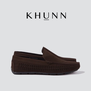 KHUNN รองเท้ารุ่น Mr.Parker สีน้ำตาลช๊อคโกแลต Dark Chocolate Driving Shoes Premium Signatue จาก KHUNN