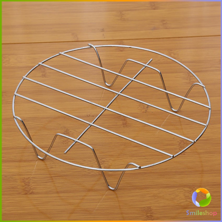 Smileshop ขาตะแกรงสแตนเลส อุปกรณ์เสริม สำหรับหม้อทอดไร้น้ำมัน ขาตั้งสแตนเลส Single layer steaming rack