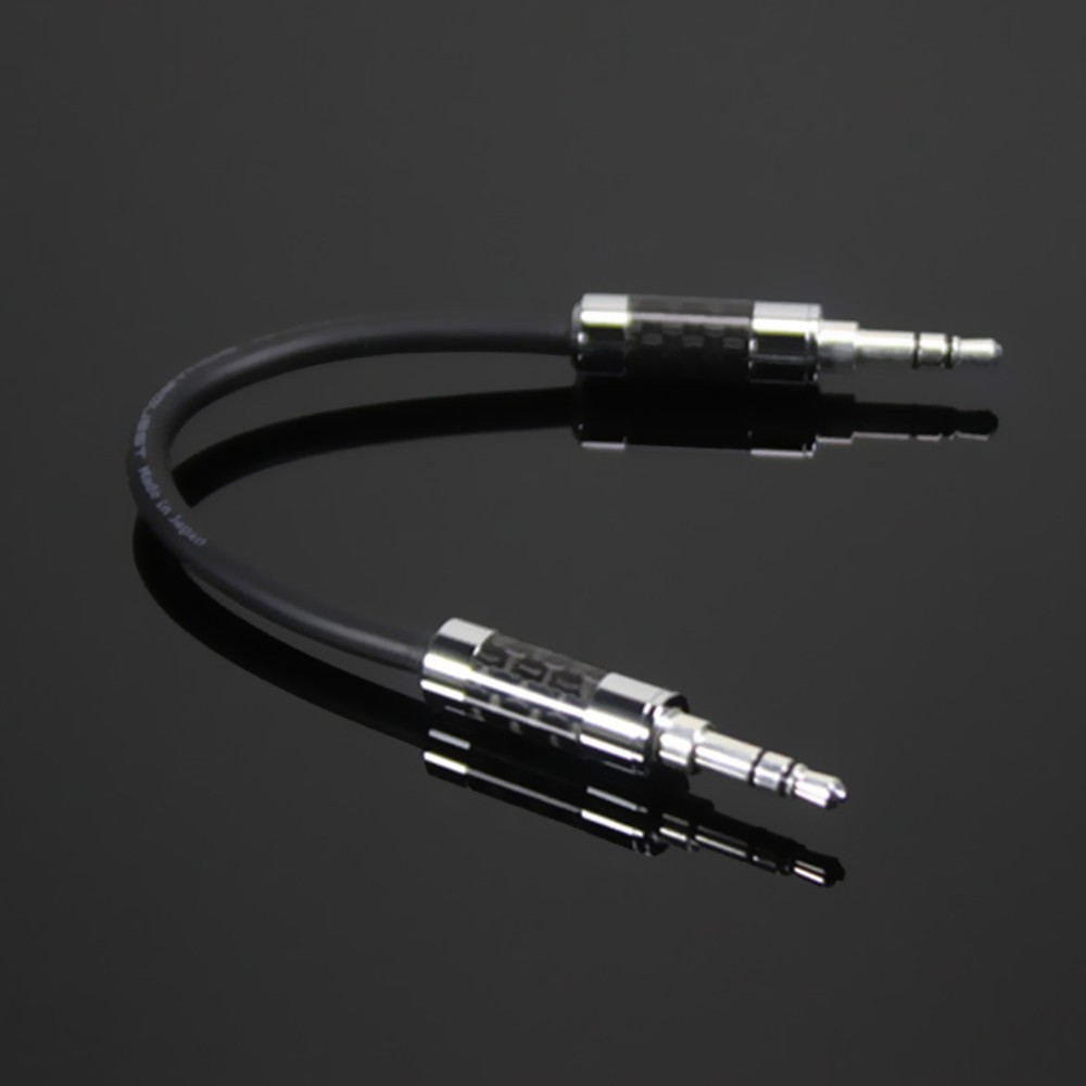 15CM AUX Cable 3.5mm Male to Male Carbon fiber rhodium plating Audio Cable Walnut F1 Amplifier V2 V2