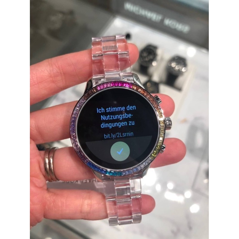 runway heart rate acetate and rainbow pavé smartwatch