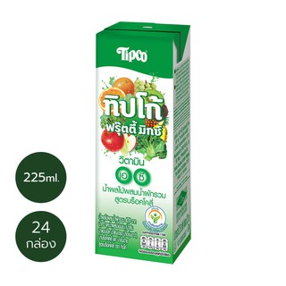 TIPCO Fruity Mix น้ำผลไม้ผสมน้ำผักรวม สูตรบร็อคโคลี่ Broccoli ขนาด 225 มล.  x 24 กล่อง ยกลัง (1ลัง/24กล่อง)